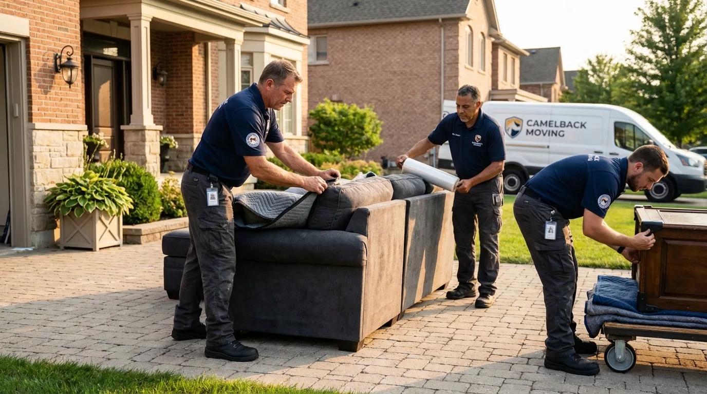 Large estate moving crew wrapping furniture in Weslaco, TX